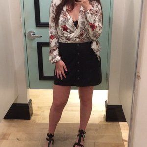 Faux Leather Mini Skirt Buttons Cute Women's Junior's Bottoms